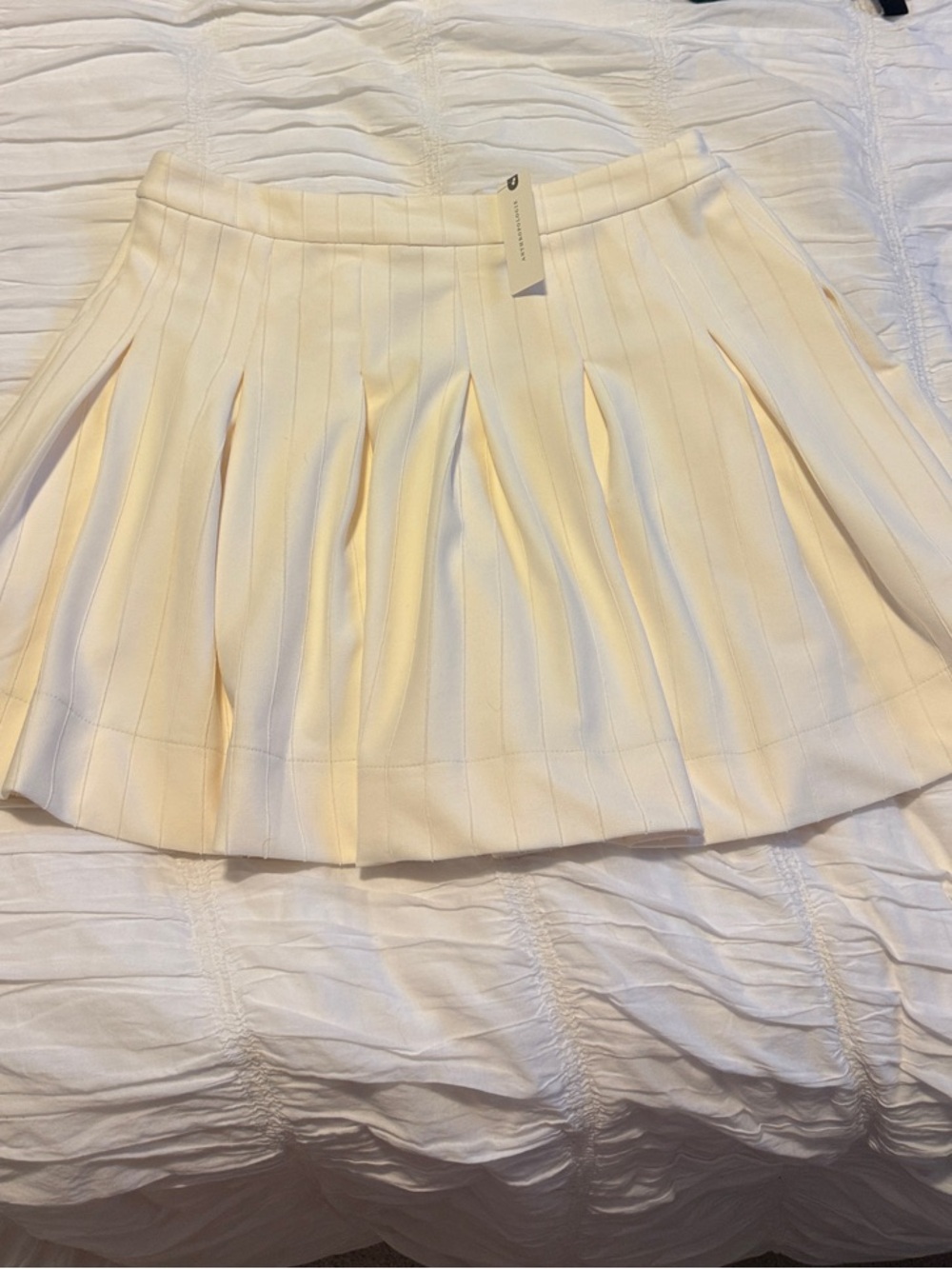 Pleated Mini Skirt in Cream